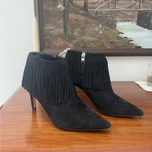 Sam Edelman Kandice Fringed Black Ankle Boots